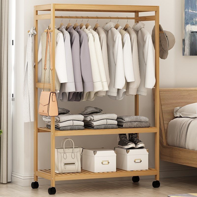 Bamboo Coat rack to ground solid wood Belt wheel move multi-storey Clothes hanger wardrobe multi-function bedroom a living roomin the Residential furniture , Shelf , Coat Rack category - from Buy2taobao.com to provide professional Taobao agent buy service