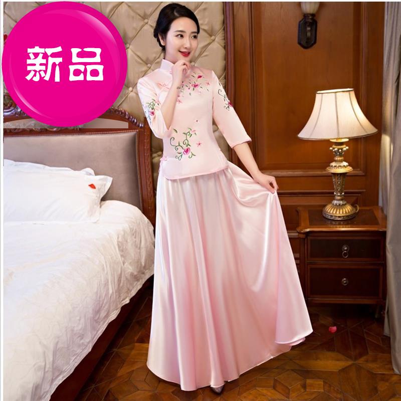 中式伴娘服中國風秀禾複古民國a婚禮喜娘長款兩件套在類目 女裝/女士精品, 婚紗/旗袍/禮服, 禮服/晚裝中 - 來自Buy2taobao.com提供專業的淘寶代購服務