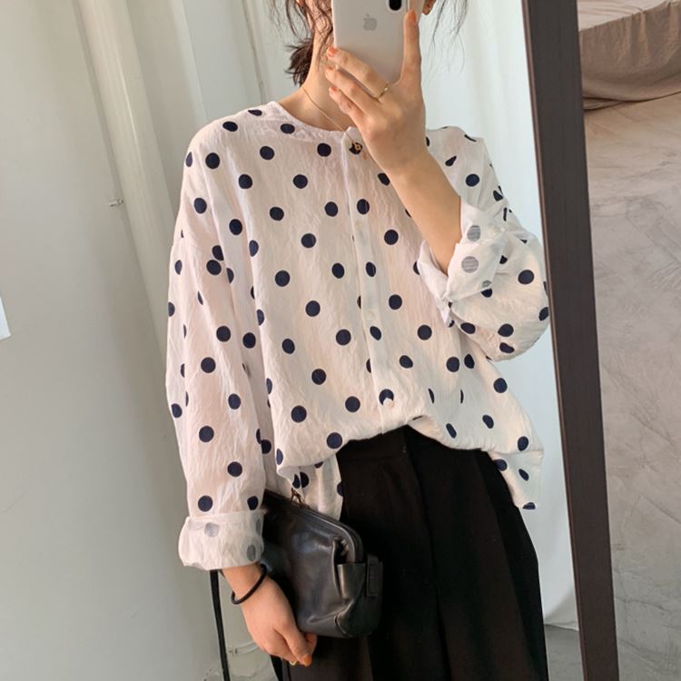 夏季新款日系小清新皺皺透氣棉波點襯衫女百搭水洗衣超仙洋氣在類目 女裝/女士精品, 襯衫中 - 來自Buy2taobao.com提供專業的淘寶代購服務