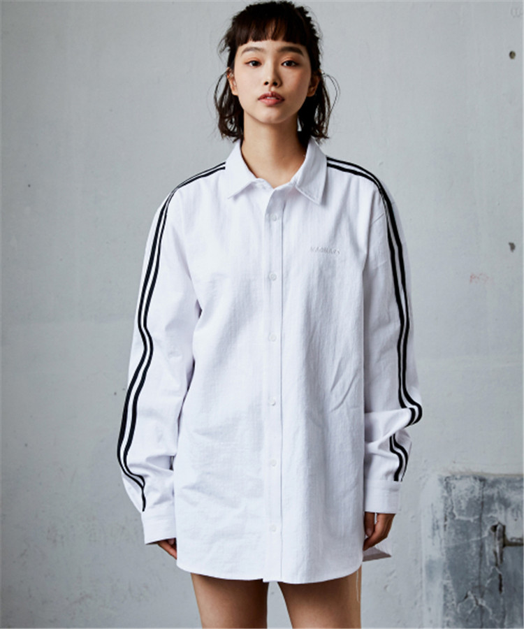 Korea purchasing MADMARS new pattern men and women lovers fashion leisure time stripe Easy Lapel Long sleeve shirt Tricolorin the Men's clothing, Shirt category - from Buy2taobao.com to provide professional Taobao agent buy service