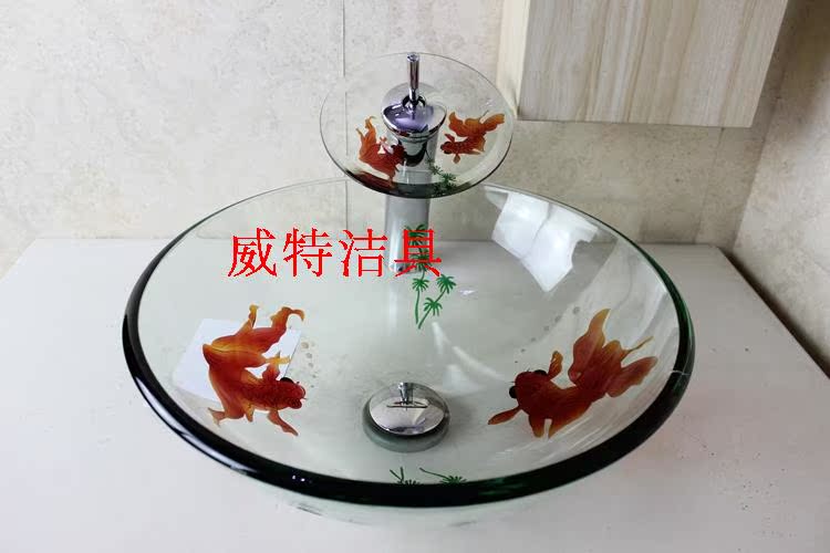钢化玻璃盆玻璃面盆台盆洗手盆雕刻金鱼洗手盆促销价只需369|msdalam kategori keluarga memasang ibu, kelengkapan peribadi, sinki, kaunter Basin - dari Buy2taobao.com untuk memberikan perkhidmatan ejen Taobao profesional membeli