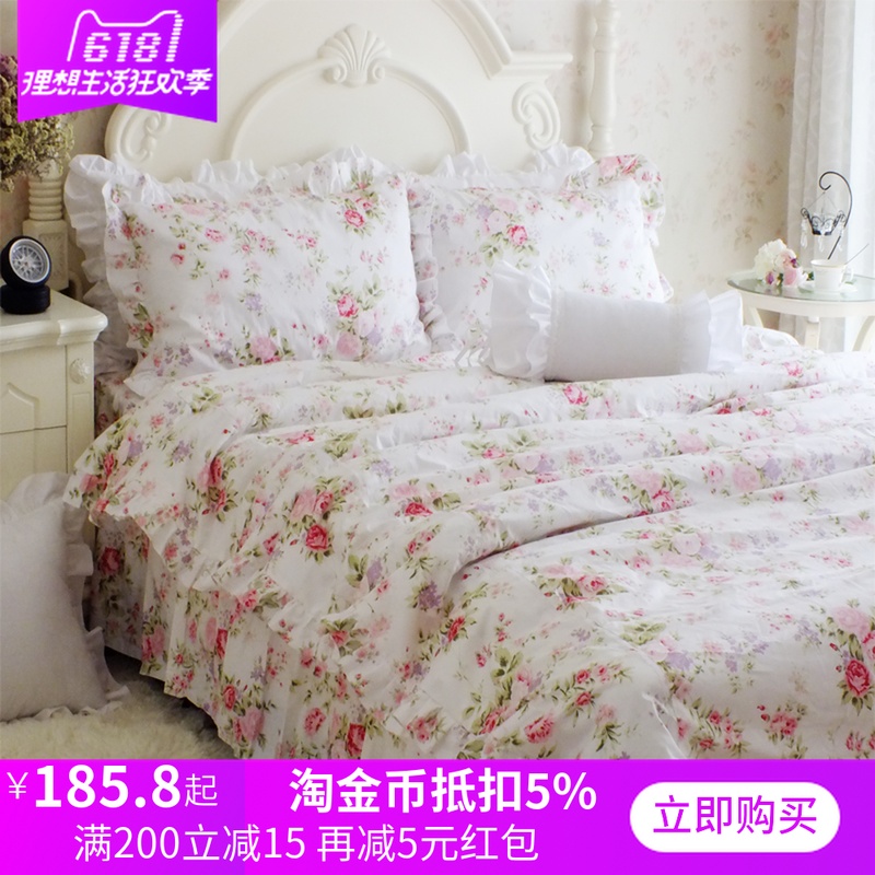 被套四件套春夏网红同款抖音白色四件套全棉小碎花田园风格床裙款在类目 床上用品, 床品套件/四件套/多件套中 - 来自Buy2taobao.com提供专业的淘宝代购服务