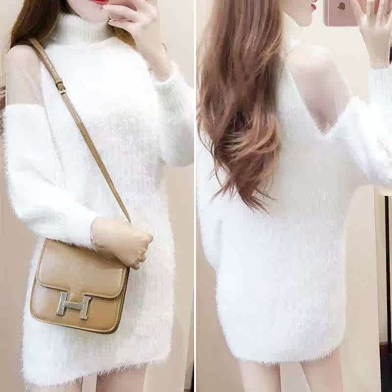 长款毛衣女高领套头春秋加厚针织毛衣裙韩版宽松大款中长款打底衫|ruв категории Женская одежда, свитер - от Buy2taobao.com для оказания профессиональной услуги покупки агента Taobao