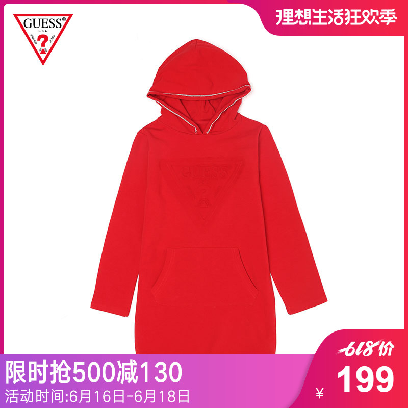 GUESS童装 2018新款秋女孩纯色倒三角LOGO长款卫衣-J84K05K7BO0|ruв категории Детская одежда, свитер/свитер - от Buy2taobao.com для оказания профессиональной услуги покупки агента Taobao