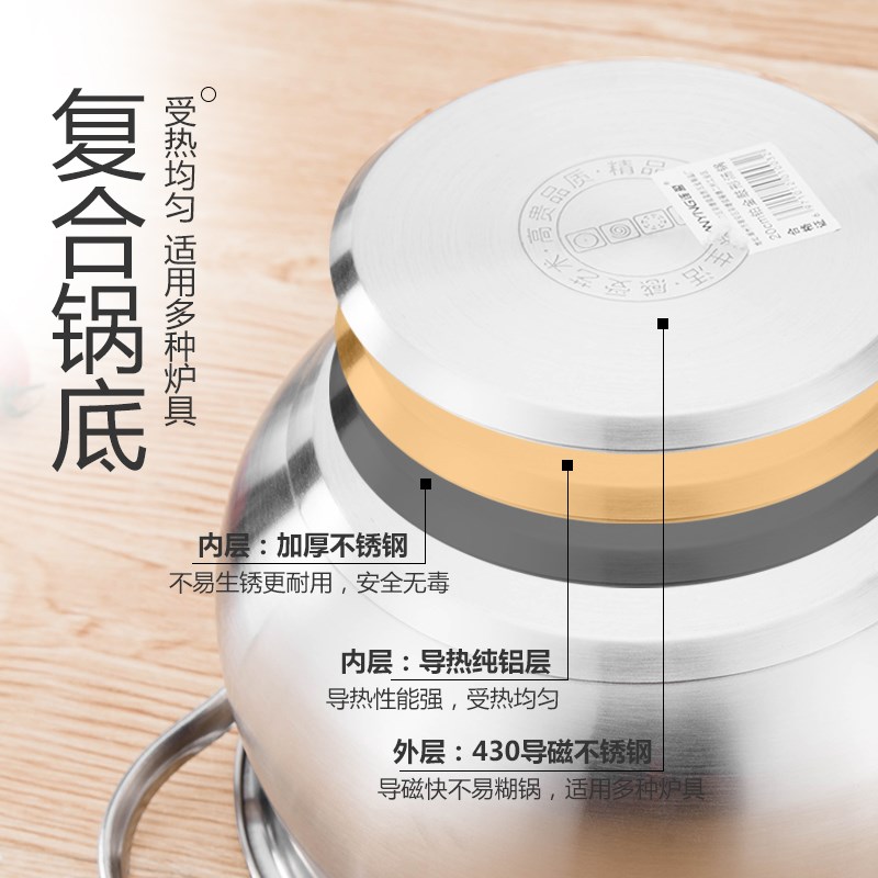 不锈钢汤锅加厚复合底小炖锅汤煲家用燃气电磁炉通用煮粥锅煮奶瓶|ruв категории кухня/посуда, посуда, горшок/горшок/чайник, суп - от Buy2taobao.com для оказания профессиональной услуги покупки агента Taobao