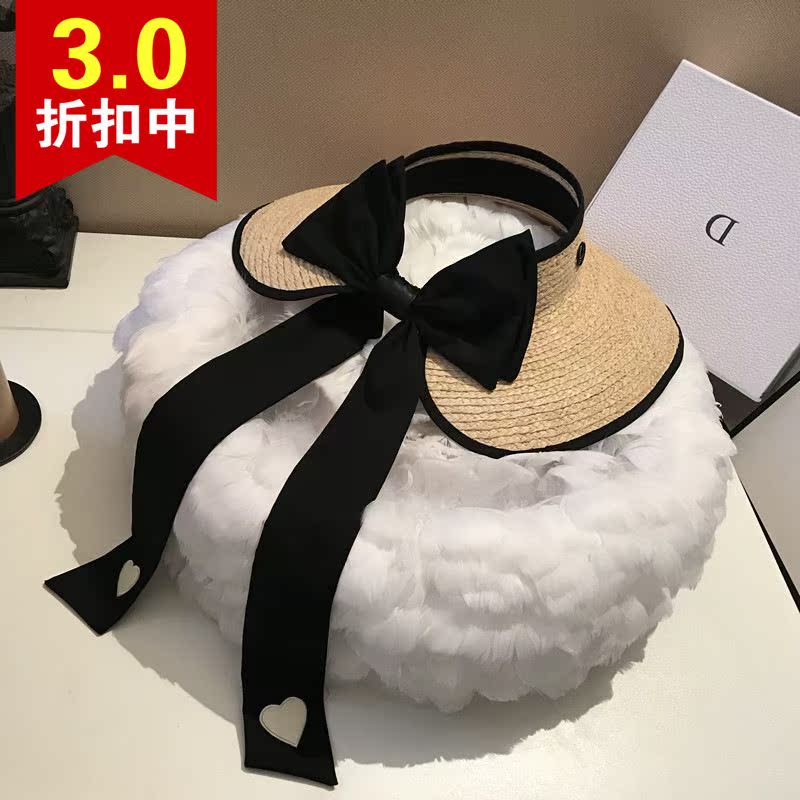 歐美愛心蝴蝶結拉菲草空頂帽女大沿草帽時尚百搭沙灘帽無頂遮陽帽在類目 居家日用, 防護用品, 安全帽中 - 來自Buy2taobao.com提供專業的淘寶代購服務