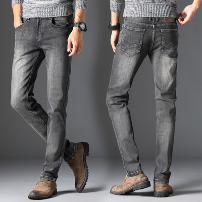 欧美春夏新款宽松男士牛仔裤男直筒修身春季弹力青年长裤子潮