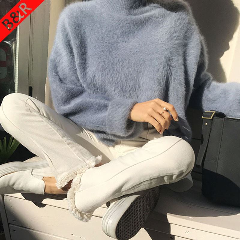 2018新款秋冬韩版慵懒洋气白色毛衣女套头宽松半高领仿水貂绒加厚在类目 女装/女士精品, 毛衣中 - 来自Buy2taobao.com提供专业的淘宝代购服务