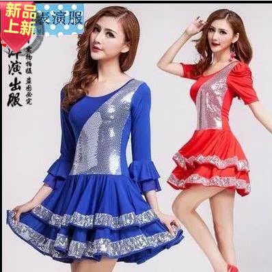 广场舞连衣裙春夏季中老年演出服装亮片短裙舞蹈服装广场跳舞服装在类目 女装/女士精品, 唐装/民族服装/舞台服装, 民族服装/舞台装中 - 来自Buy2taobao.com提供专业的淘宝代购服务