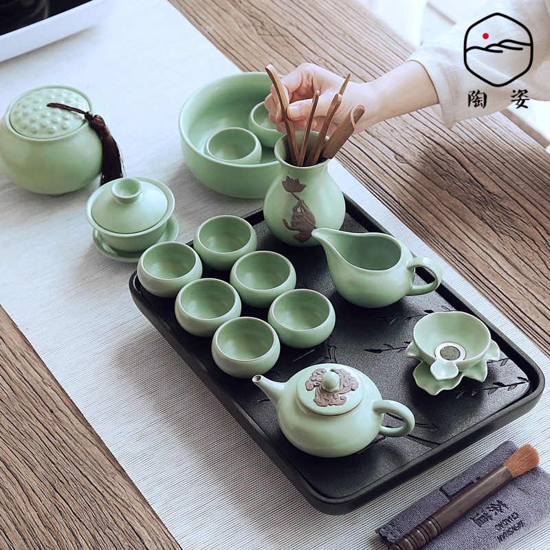 Ceramic household Simplicity a living room Office a complete set Ruyao ceramics suit teacup Cover bowl Japanese Kungfu Online tea setin the Tableware , Tea set , Kung Fu Tea category - from Buy2taobao.com to provide professional Taobao agent buy service
