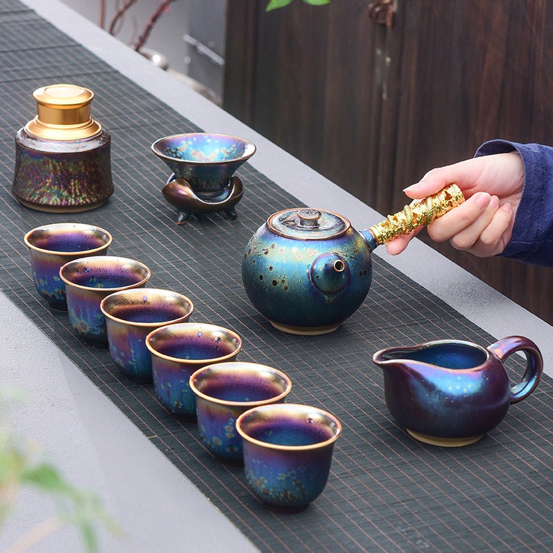 陶福气 建盏茶具套装天目釉七彩孔雀釉窑变功夫茶具陶瓷茶具套装|ruв категории посуда, чайный сервиз, кунг - Фу, чайный сервиз - от Buy2taobao.com для оказания профессиональной услуги покупки агента Taobao