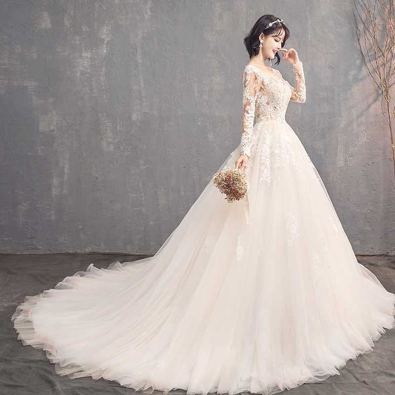 婚纱礼服2019新款长拖尾公主简约梦幻显瘦出门纱齐地长袖新娘结婚|ruв категории Женская одежда, Cвадебные платья, свадебное платье - от Buy2taobao.com для оказания профессиональной услуги покупки агента Taobao