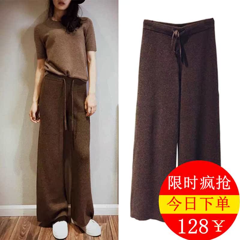 显瘦针织垂坠感阔腿裤女直筒春季高腰拖地裤大码毛线新款休闲长裤在类目 女装/女士精品, 裤子, 休闲裤中 - 来自Buy2taobao.com提供专业的淘宝代购服务