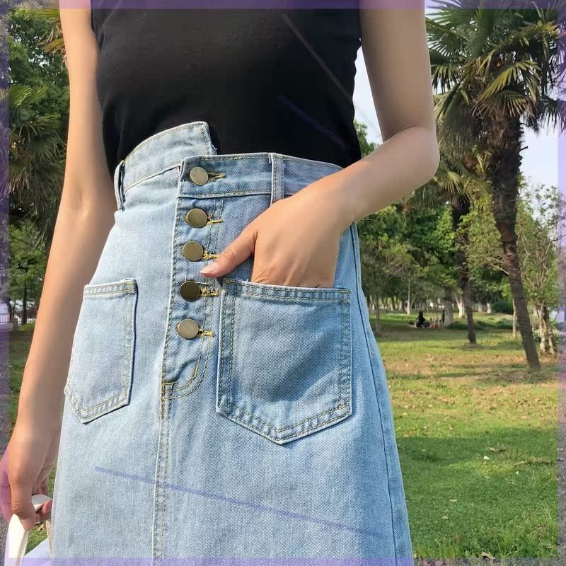 春季洋气修身学生高腰包臀半身裙百搭中长款开叉牛仔A字裙子女潮在类目 女装/女士精品, 半身裙中 - 来自Buy2taobao.com提供专业的淘宝代购服务