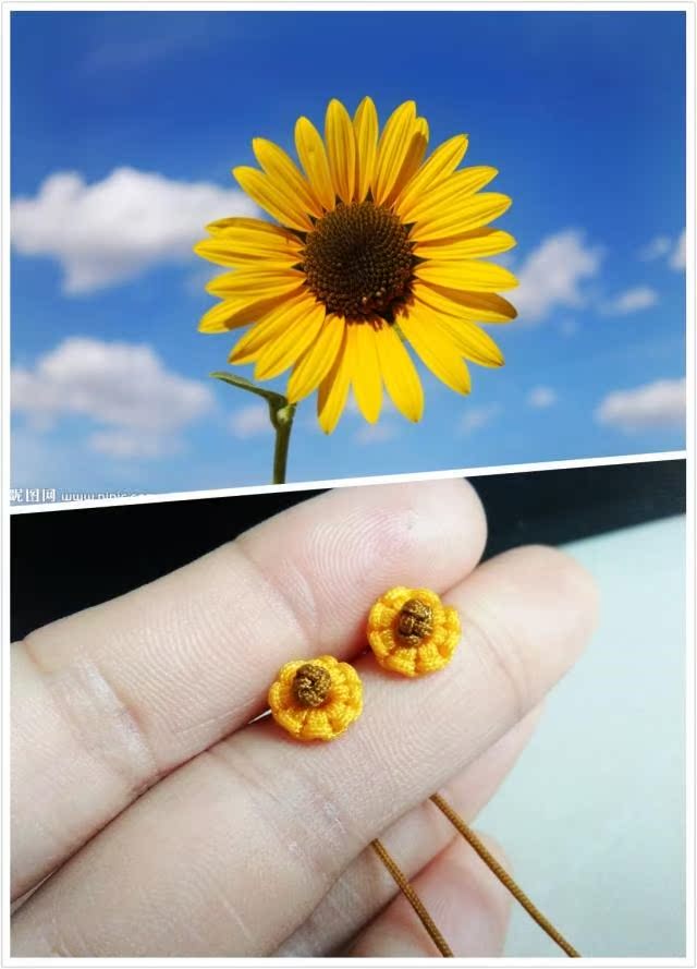 Pastoral wind Sunflower Flower Red rope Ear line Anti allergy rope Ear Studs personality colour Girlfriends Earrings new patternin the Accessories/Fashion Jewelry, Earring , Ear wire category - from Buy2taobao.com to provide professional Taobao agent buy service