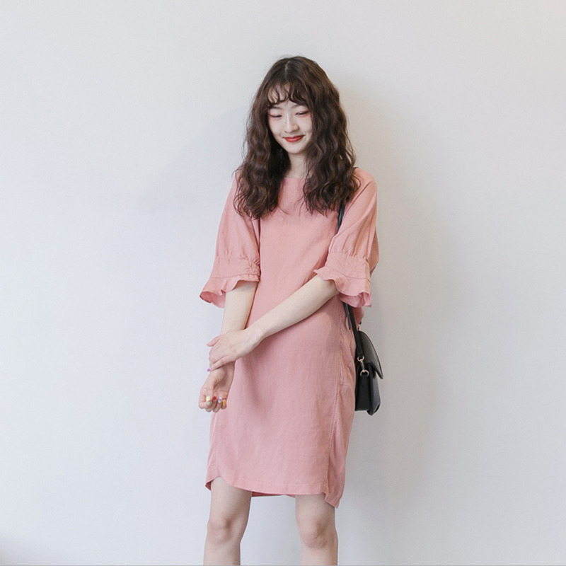 孕妇夏款新品2019韩版时尚宽松孕妇连衣裙喇叭袖甜美中长款孕妇裙|msdalam kategori Bekalan Ibu / Ibu / Pemakanan, bersalin, pakaian - dari Buy2taobao.com untuk memberikan perkhidmatan ejen Taobao profesional membeli