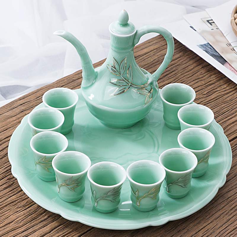 疯抢中式套装酒具白酒杯仿古分酒器黄酒清酒壶青瓷小酒盅|ruв категории посуда, до дна/бокал/вино, бокал - от Buy2taobao.com для оказания профессиональной услуги покупки агента Taobao
