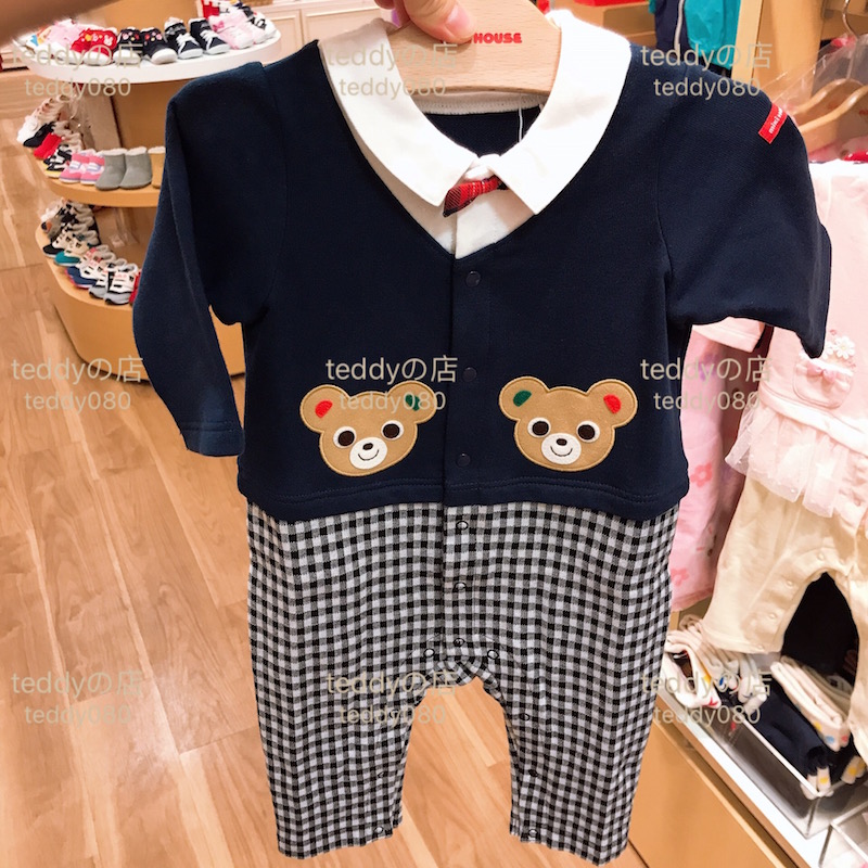 Japan special counter Straight hair mikihouse baby pure cotton Long sleeve one-piece garment Romper Climbing clothes 70/80cmin the Children/Baby/Family fitted , Jumpsuit/Climbing clothes/Romper category - from Buy2taobao.com to provide professional Taobao agent buy service