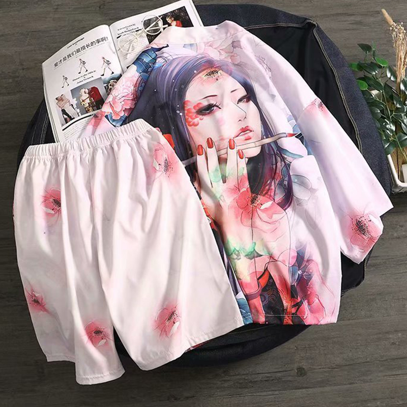日系复古衬衫男ins情侣装防晒套装潮七分袖道袍和服宽松开衫薄款|msdalam kategori Pakaian Lelaki, menetapkan, pakej lain - dari Buy2taobao.com untuk memberikan perkhidmatan ejen Taobao profesional membeli