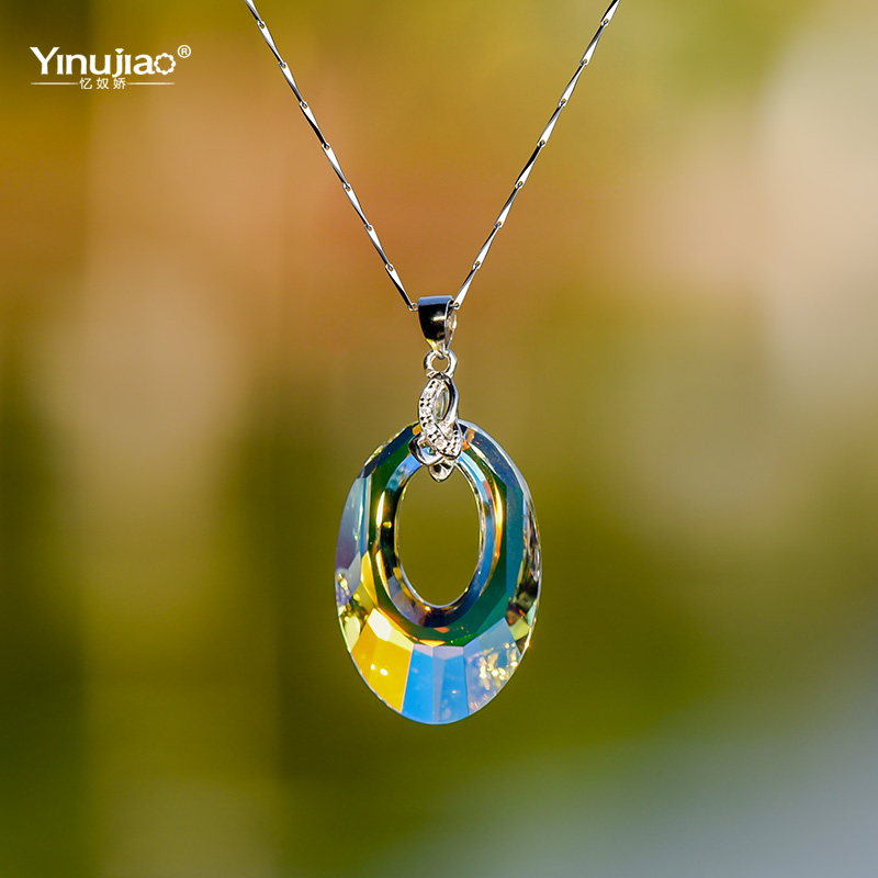 Yi Jiao Yi Shaohua Sterling Silver Jewelry Crystal Pendant Super Flash Necklace Necklace Clavicle chain Korean Editionin the Accessories/Fashion Jewelry, Necklace category - from Buy2taobao.com to provide professional Taobao agent buy service