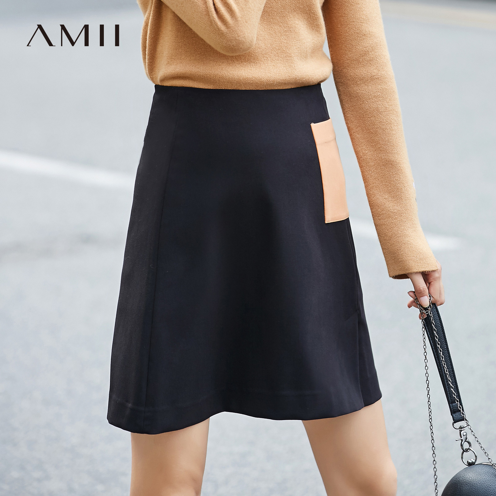 Amii极简小清新通勤撞色半身裙女2019夏秋装新款纯色显瘦A型裙子在类目 女装/女士精品, 半身裙中 - 来自Buy2taobao.com提供专业的淘宝代购服务