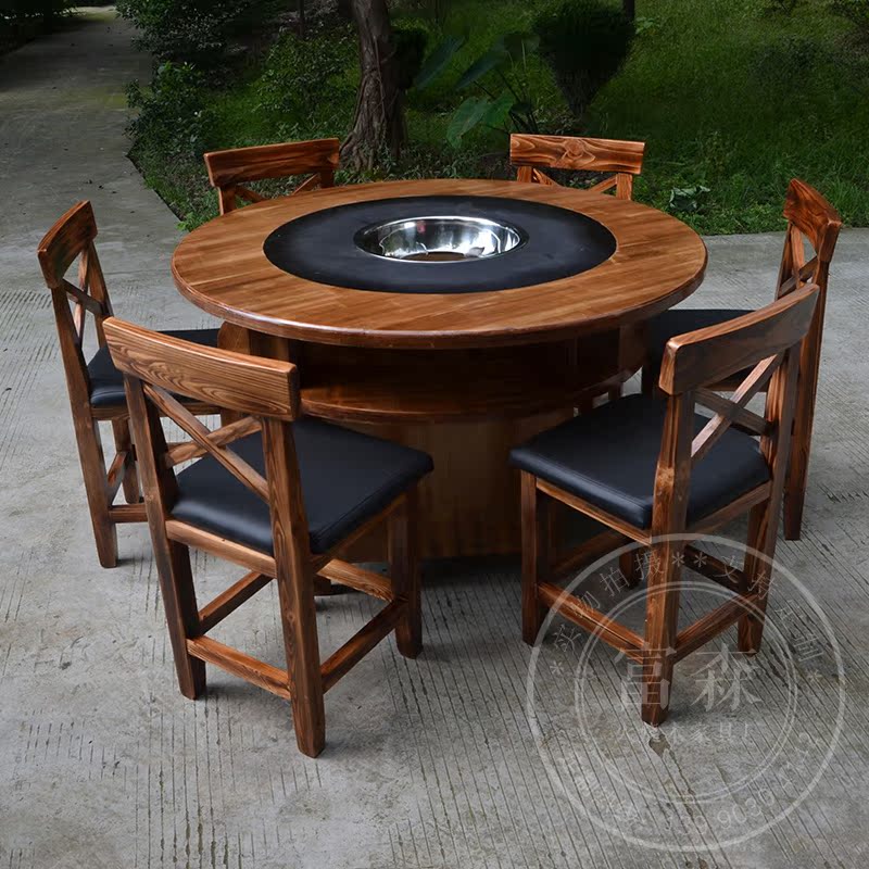 仿古大理石實木火鍋桌椅組合火鍋店大圓桌燃氣竈電磁爐壹體商用桌在類目 商業/辦公傢俱, 餐飲/烘焙傢俱, 火鍋桌中 - 來自Buy2taobao.com提供專業的淘寶代購服務