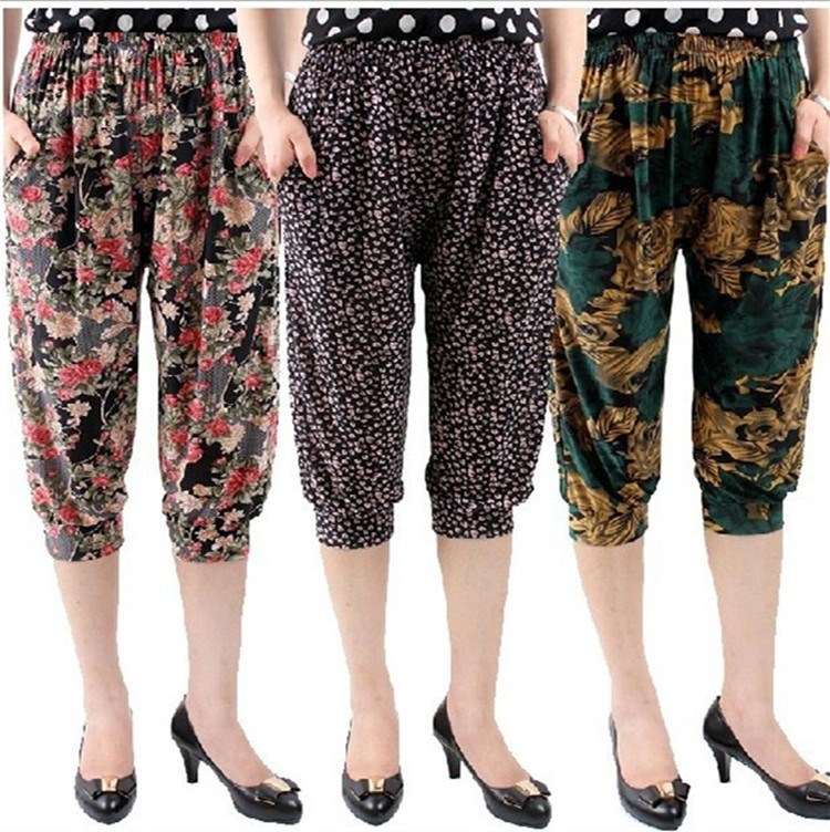 Mom pants Knickers Ice silk pants Old pants Large Elastic waist Easy Leisure seven minutes of pants At the end of the summerin the Women's clothing/Boutique , Pants , Casual pants category - from Buy2taobao.com to provide professional Taobao agent buy service