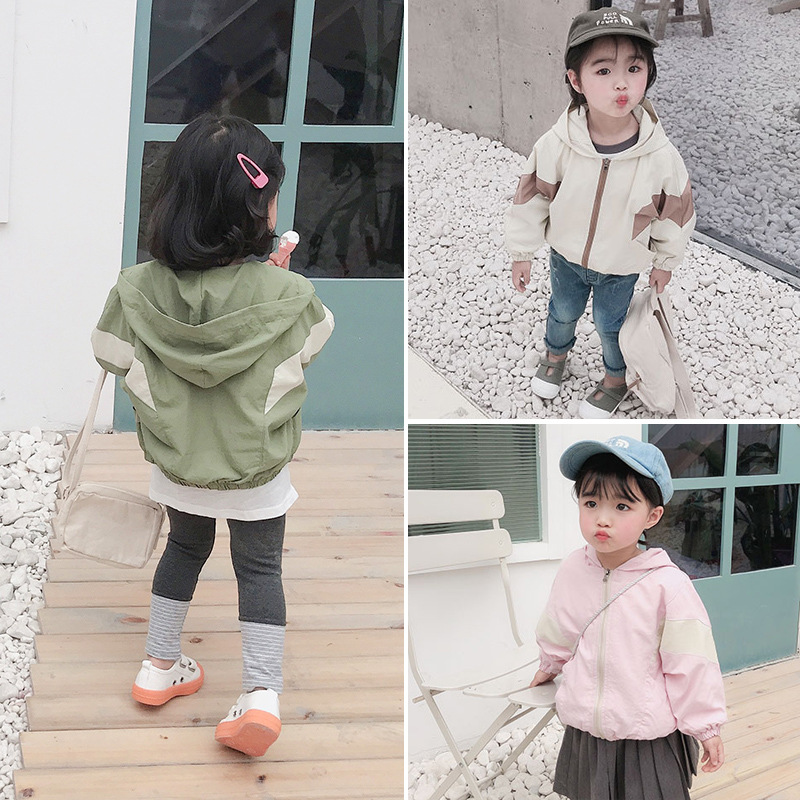lemon Town Children's clothing 2019 Spring new pattern Korean Edition Jacket girl Color matching Hooded coat Pizex Windbreakerin the Children/Baby/Family fitted , Coat/Jacket/Overcoat , Jacket/Leather clothing category - from Buy2taobao.com to provide professional Taobao agent buy service