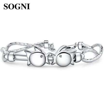 Si Geni s925 Sterling Silver Bracelet Bracelet Bracelet Kiss the fish Silver ornament Simplicity student birthday gift Christmasin the Accessories/Fashion Jewelry, Bracelet category - from Buy2taobao.com to provide professional Taobao agent buy service