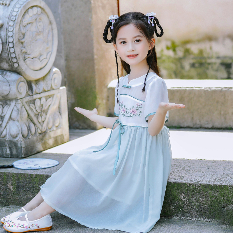 女童漢服連衣裙2019新款夏裝童裝兒童洋氣裙子女孩公主裙唐裝古裝在類目 童裝/嬰兒裝/親子裝, 兒童旗袍/唐裝/民族服裝, 唐裝中 - 來自Buy2taobao.com提供專業的淘寶代購服務