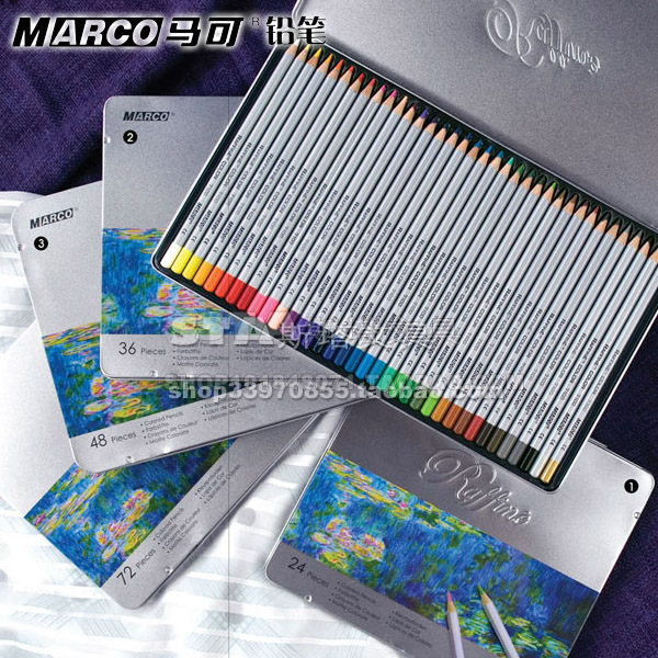 marco马可7100 铁盒装72色拉菲尼专业美术绘画彩色铅笔油性彩铅在类目 电子词典/电纸书/文化用品, 笔类/书写工具, 铅笔中 - 来自Buy2taobao.com提供专业的淘宝代购服务