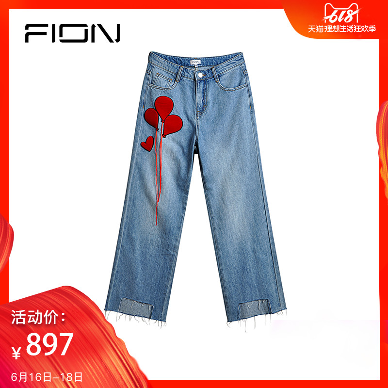 Fion/菲安妮牛仔裤女2019春款 春夏季宽松直筒裤 浅色小脚长裤子在类目 女装/女士精品, 牛仔裤中 - 来自Buy2taobao.com提供专业的淘宝代购服务