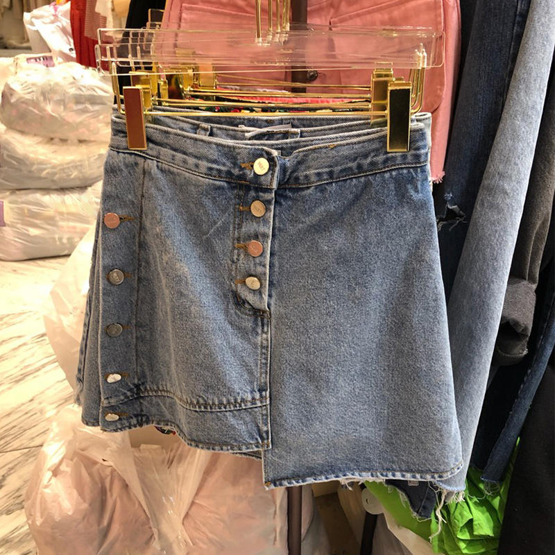 Dongguk door 2019 Spring and summer new pattern Irregular Emptied cowboy skirt Culottesin the Women's clothing/Boutique , Skirts category - from Buy2taobao.com to provide professional Taobao agent buy service