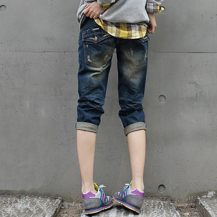 断码促销 / 春夏韩版女翻盖后兜弹力哈伦牛仔七分裤2007|msdalam kategori Butik wanita / wanita, seluar jeans - dari Buy2taobao.com untuk memberikan perkhidmatan ejen Taobao profesional membeli