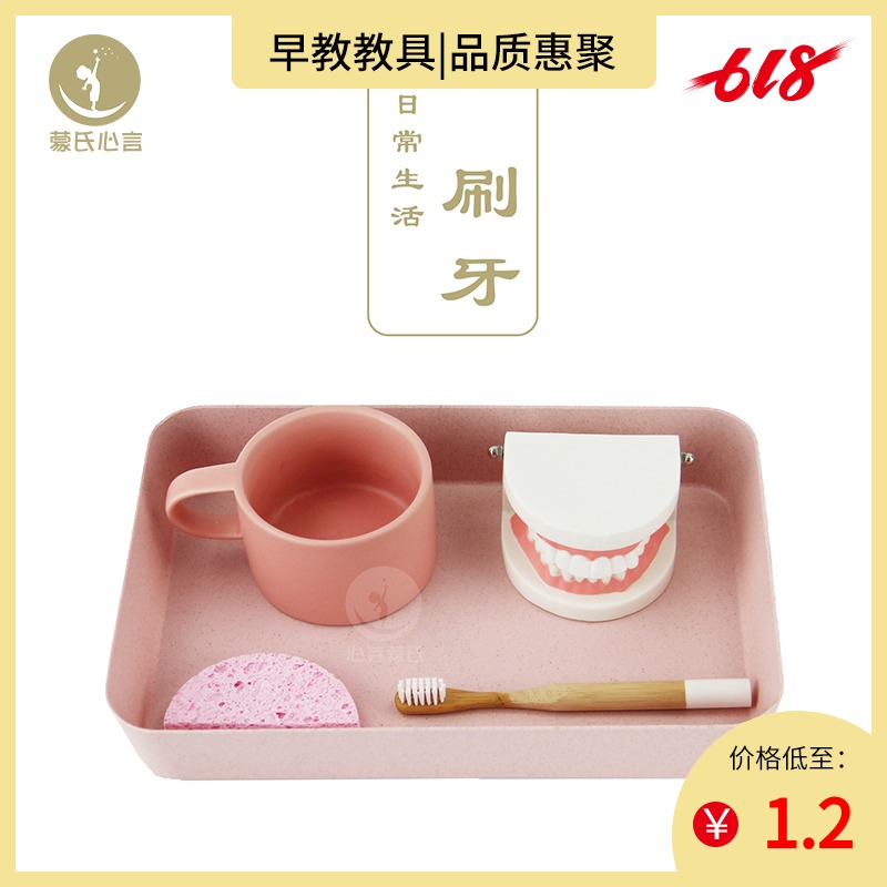 蒙氏日常生活刷牙教具認識牙齒幼兒園粉色托盤牙刷牙齒假牙模型在類目 玩具/童車/益智/積木/模型, 其它玩具中 - 來自Buy2taobao.com提供專業的淘寶代購服務
