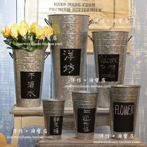 【洋坊】歐式複古田園鐵皮幹花桶花器花盆鐵桶鐵皮桶婚慶花店櫥窗在類目 家居飾品, 花瓶/花器/仿真花/仿真飾品, 花器/花瓶, 花桶中 - 來自Buy2taobao.com提供專業的淘寶代購服務