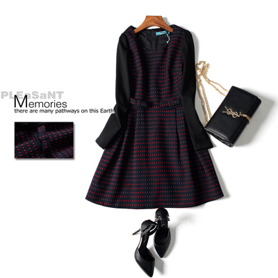 6412020 PX系列● 17冬 点点提花 蝴蝶结 圆领连衣裙