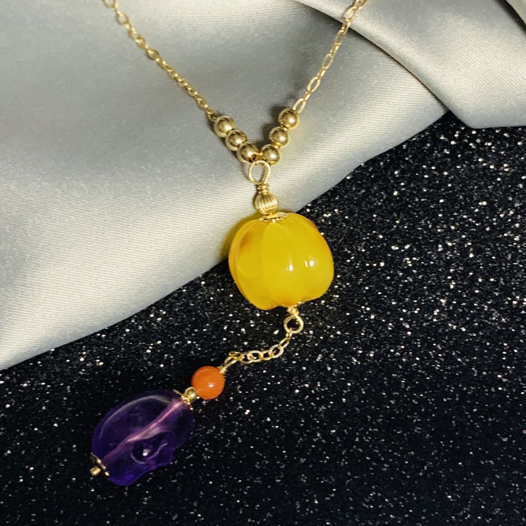 Hong Kong Amber Beeswax Pumpkin Buddha statue Peas Smile Necklacein the Accessories/Fashion Jewelry, Necklace category - from Buy2taobao.com to provide professional Taobao agent buy service