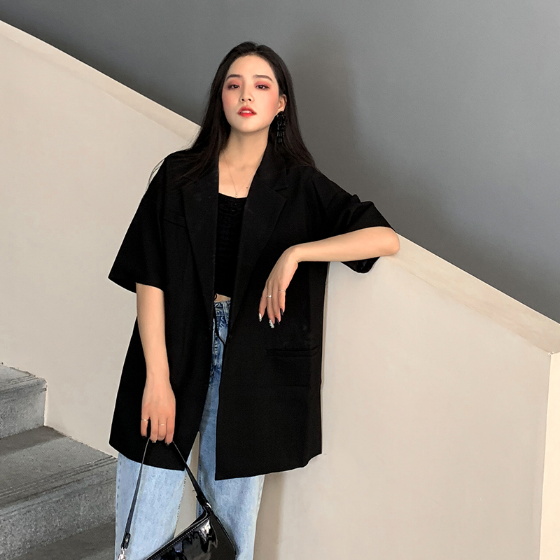 MULVAN黑色短袖小西装女2019夏装新款时尚宽松显瘦气质西服外套|ruв категории Женская одежда, костюм - от Buy2taobao.com для оказания профессиональной услуги покупки агента Taobao
