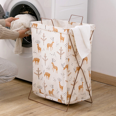 居家家布艺折叠脏衣篮衣服收纳筐家用玩具收纳桶棉麻脏衣篓洗衣篮