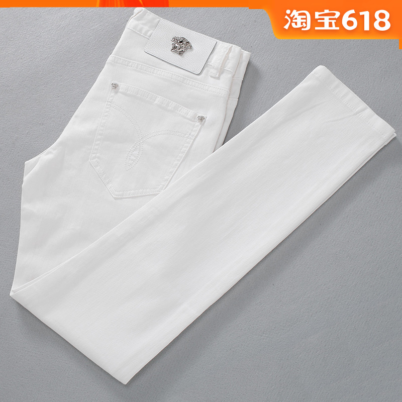 褲典不凡男裝2019夏季新品青年白色牛仔褲男韓版修身簡約百搭小腳在類目 男裝, 牛仔褲中 - 來自Buy2taobao.com提供專業的淘寶代購服務