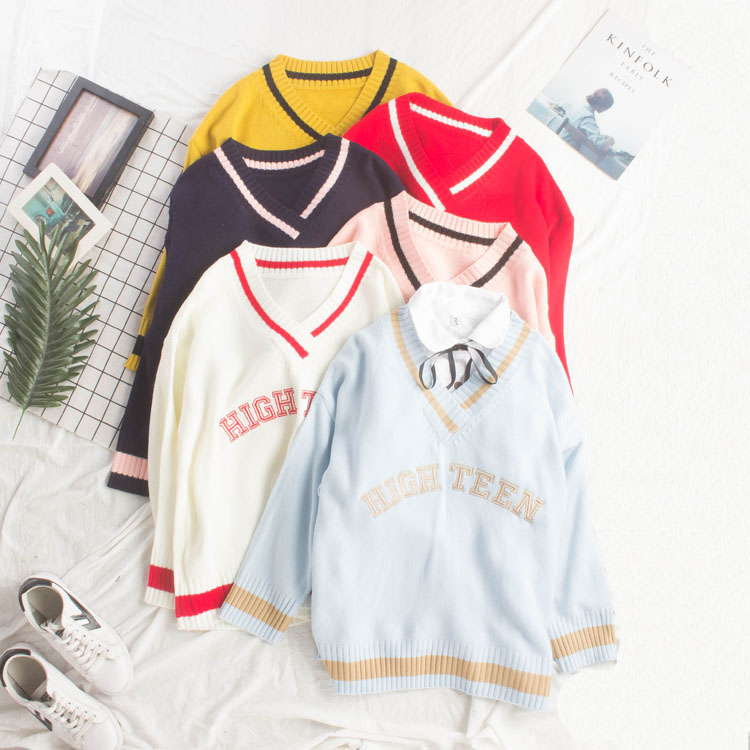 Fall Women 2018 new pattern Korean Edition College wind Sweet Easy letter Socket sweater Long sleeve Sweaterin the Women's clothing/Boutique , Sweaters category - from Buy2taobao.com to provide professional Taobao agent buy service