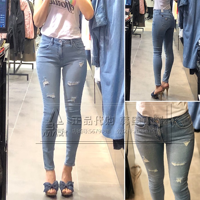 GUESS Korean direct mail 19 Self cultivation Show thin hole ventilation Flash leisure time Jeans YJ2D7034in the Women's clothing/Boutique , Jeans  category - from Buy2taobao.com to provide professional Taobao agent buy service