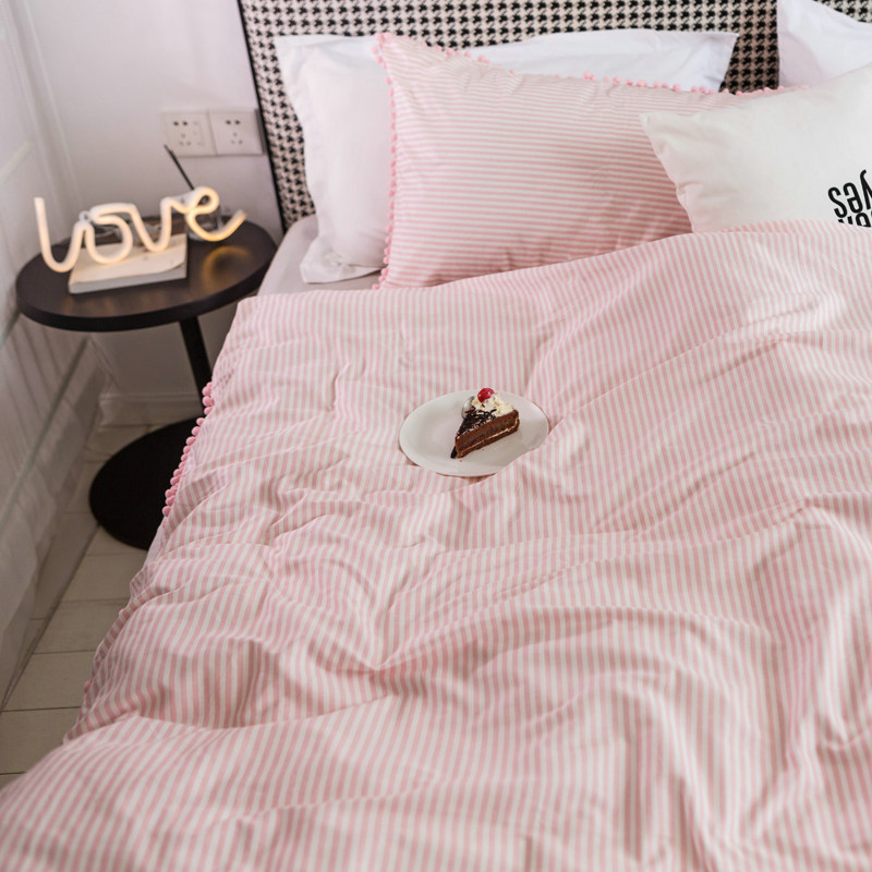 Wong Lo girl Pink Quilt cover stripe pure cotton student Quilt cover Single Double Quilt cover singleton Maomao Spherein the Bedclothes , Quilt category - from Buy2taobao.com to provide professional Taobao agent buy service