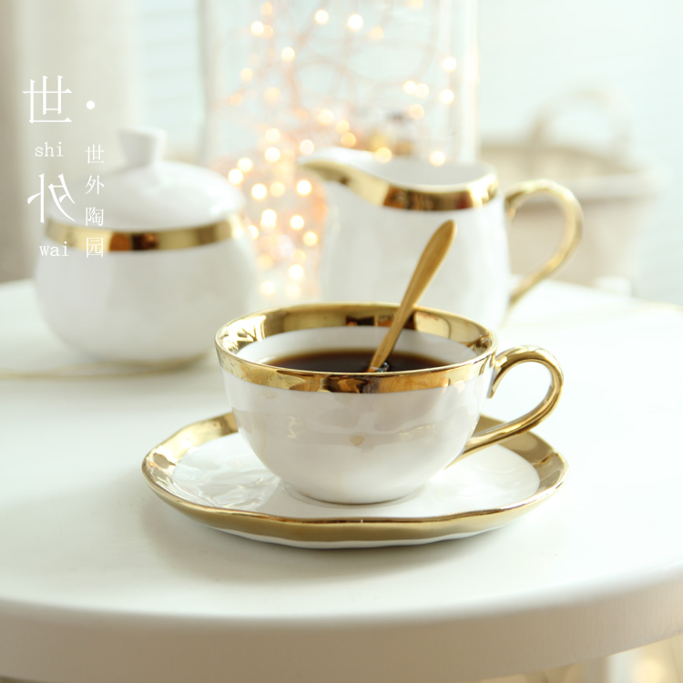 优雅 北欧风设计师款手捏款轻奢系列镀金陶瓷咖啡杯套杯马克杯勺|msdalam kategori pinggan mangkuk, kopi, cawan kopi - dari Buy2taobao.com untuk memberikan perkhidmatan ejen Taobao profesional membeli