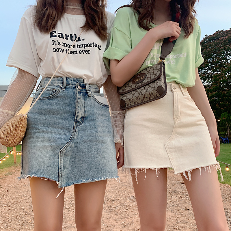 滕雨佳牛仔短裙包臀半身裙子春款女2019新款夏季 高腰a字不规则在类目 女装/女士精品, 半身裙中 - 来自Buy2taobao.com提供专业的淘宝代购服务
