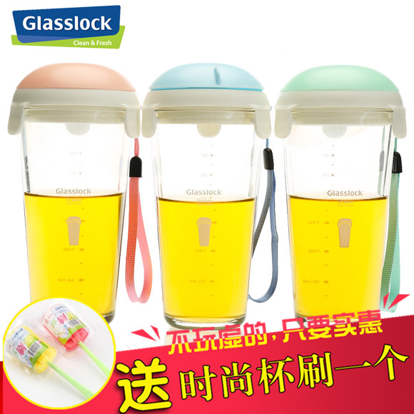 韩国glasslock带图案带刻度玻璃水杯子牛奶饮料杯茶杯PC818/450ML|ruв категории посуда, сохранение контейнер/сохранение продовольственный, сохранение коробка - от Buy2taobao.com для оказания профессиональной услуги покупки агента Taobao
