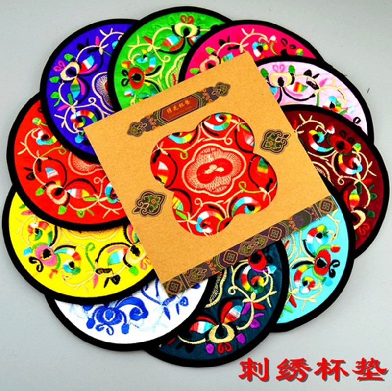 Miaoxiu Fabric art Embroidery Chinese style Coaster Set Creative insulation pads characteristic Foreign Gifts National characteristicsin the Tableware , Cup/Cups/Kettle , Coaster category - from Buy2taobao.com to provide professional Taobao agent buy service