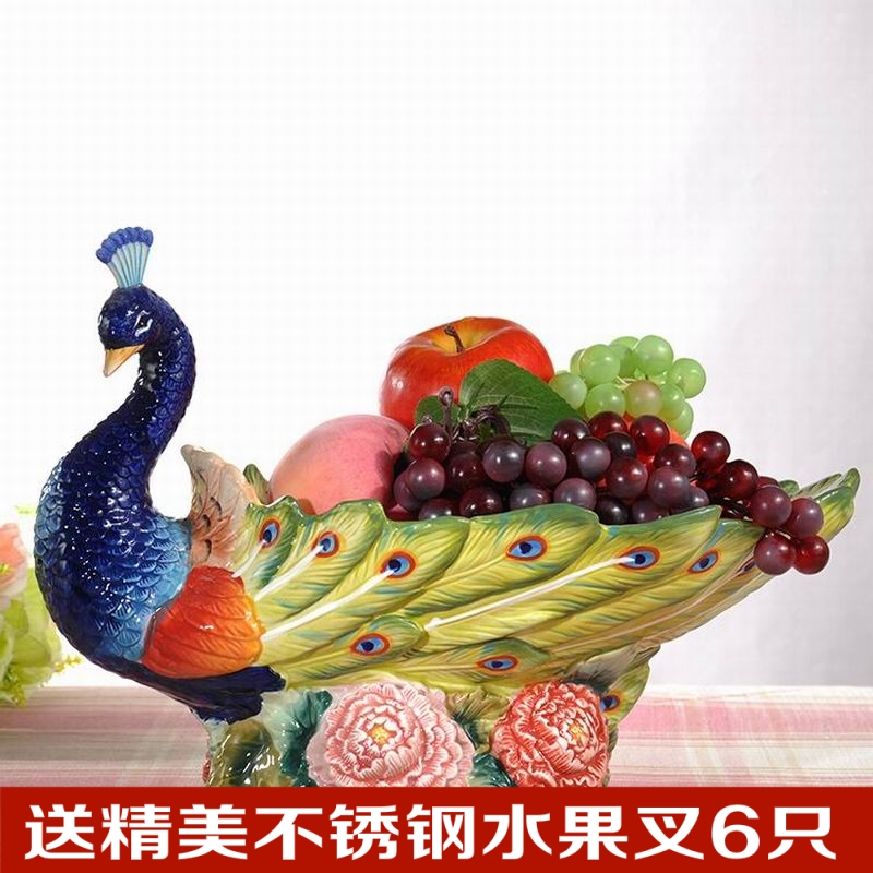 创意陶瓷水果盘欧式现代客厅奢华大号家居装饰品孔雀果盘果盆摆件在类目 家居饰品, 装饰器皿, 果盘/果篓中 - 来自Buy2taobao.com提供专业的淘宝代购服务