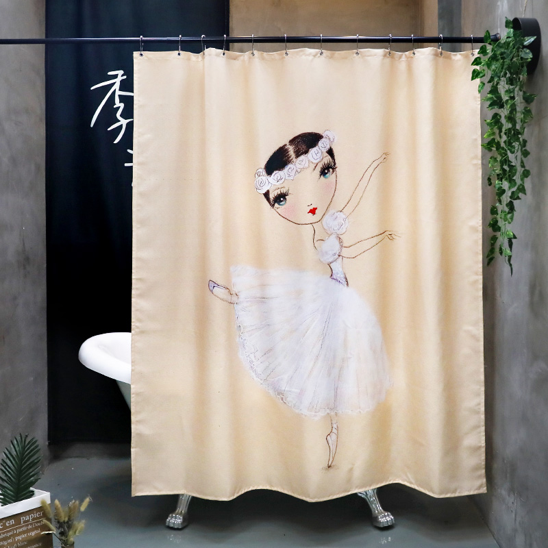 季沫卫生间浴帘布防水加厚淋浴隔断间窗帘门帘挂帘芭蕾女孩在类目 家庭/个人清洁工具, 卫浴用具/卫浴配件, 浴帘中 - 来自Buy2taobao.com提供专业的淘宝代购服务
